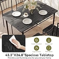 Vista 6 de Juego de mesa de comedor de 5 piezas, mesa de cocina de madera y sillas para espacios pequeños, rincón de desayuno, fácil montaje, negro
