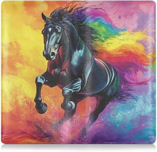 MCHIVER Rainbow Mane Horse Vibrant Car Registration and Insurance Holder Lether Vehicle Glove Box Organizer Car Essentials Bag for Cards License Document