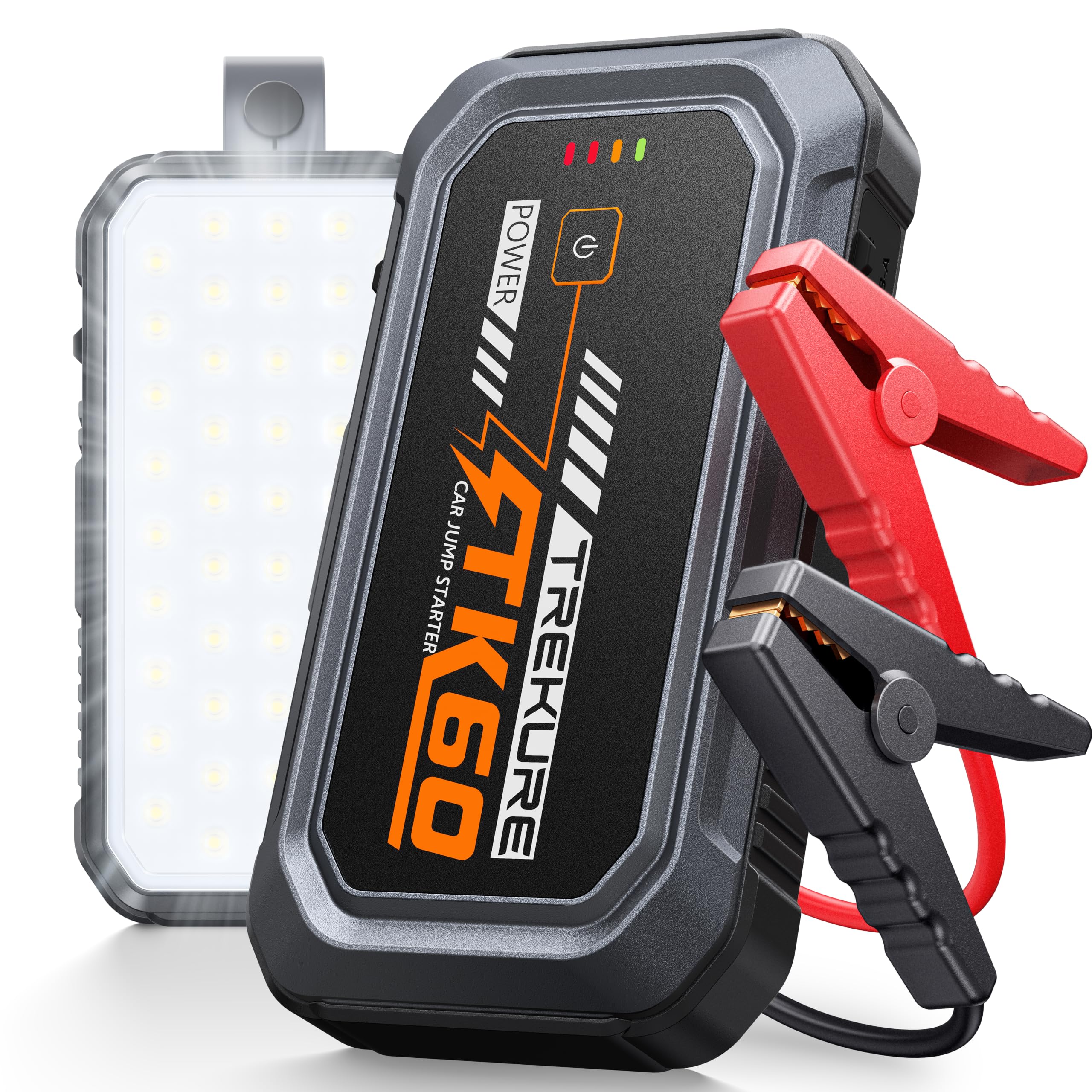 Booster Batterie Voiture 8000A, Démarreur 12V Essence 9,0L Diesel 6,5L | Démarrage Forcé Portable, Lampe LED 2000 Lumens, Base Magnétique, Batterie Externe, Poignée, pour Voyage, Camping, Urgence