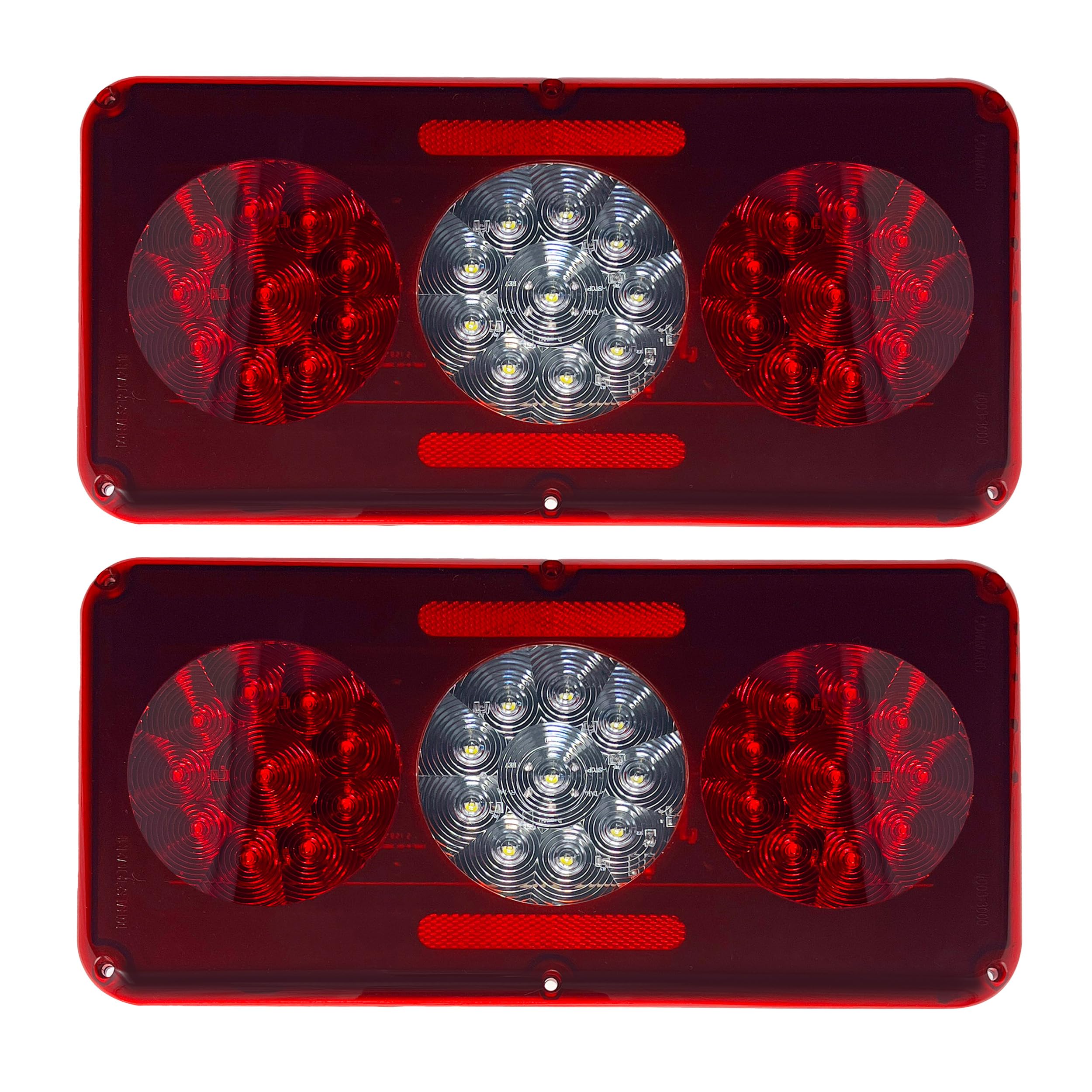 Command Electronics OEM 12V Incandescent 2-Pack RV & Trailer Tail Light – Made in USA – Brake Light with Built-in Reflector and License Plate Bracket – Black Trim