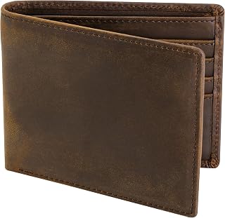 STAYFINE Top Grain Leather RFID Blocking Bifold Wallet for Men - 8 Card Slots, 2 ID Windows, Slim Design, Lifetime Warranty
