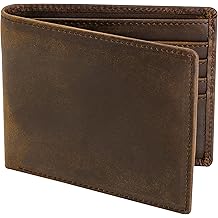 Top Grain Leather Wallet for Men | RFID Blocking | Extra Capacity Bifold Wallet with 2 ID Windows | Ultra Strong Stitching | Slim Billfold with 8 Card Slots | Gift for Him