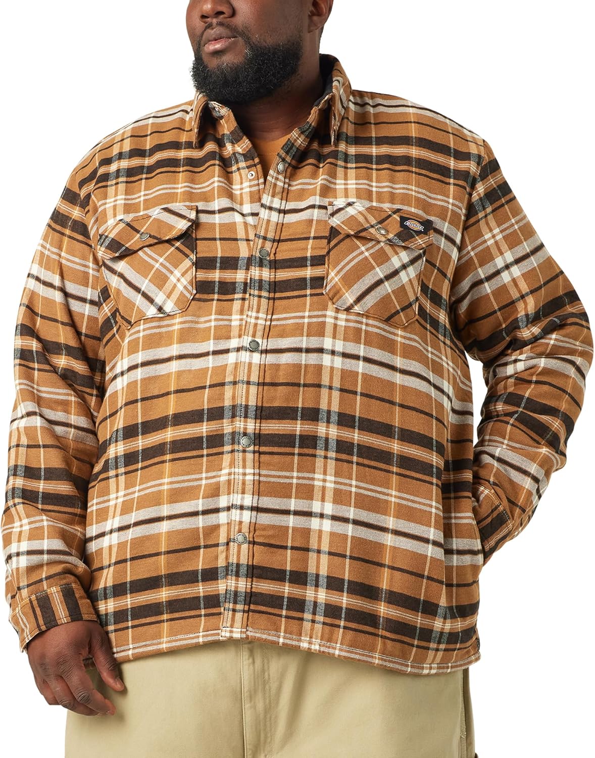 Dickies mens Sherpa Lined Flannel Shirt Jacket With Hydroshld