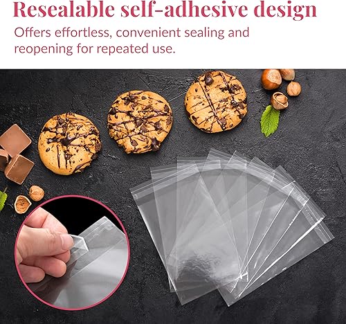 Miniatura 8 de Paquete de 200 bolsas de celofán de plástico transparente 3 x 4 con lazos giratorios de 4 pulgadas, bolsas de dulces, bolsas de galletas, bolsas de