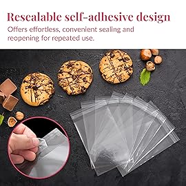 Prestee Self Sealing Clear Cellophane Bags - 200 Pack Clear Plastic Bags for Packaging, Treats, Gifts and Cookie Bags - Self-Sealing with Twist-Tie Closure - Polypropylene Sealable 3x4 Inches