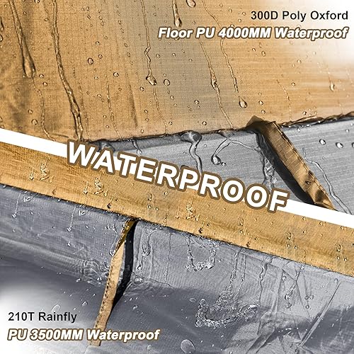 Miniatura 4 de Tienda de campaña de mochilero para 2 personas, tienda impermeable para 4 estaciones, resistente al viento, para clima frío, para campamento,