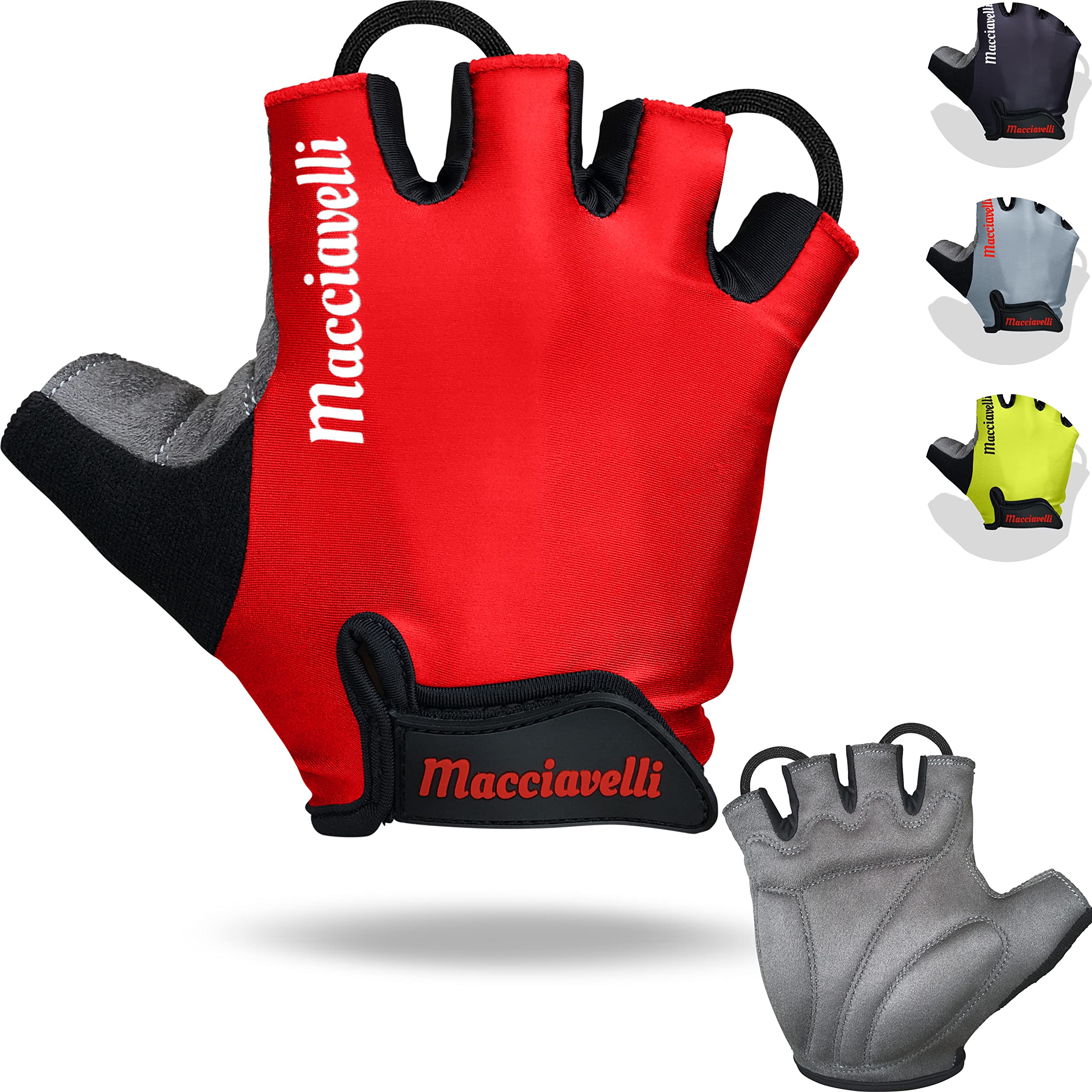 MACCIAVELLI® Gants de Cyclisme Homme Femme – Gant Vélo VTT – Demi Doigt