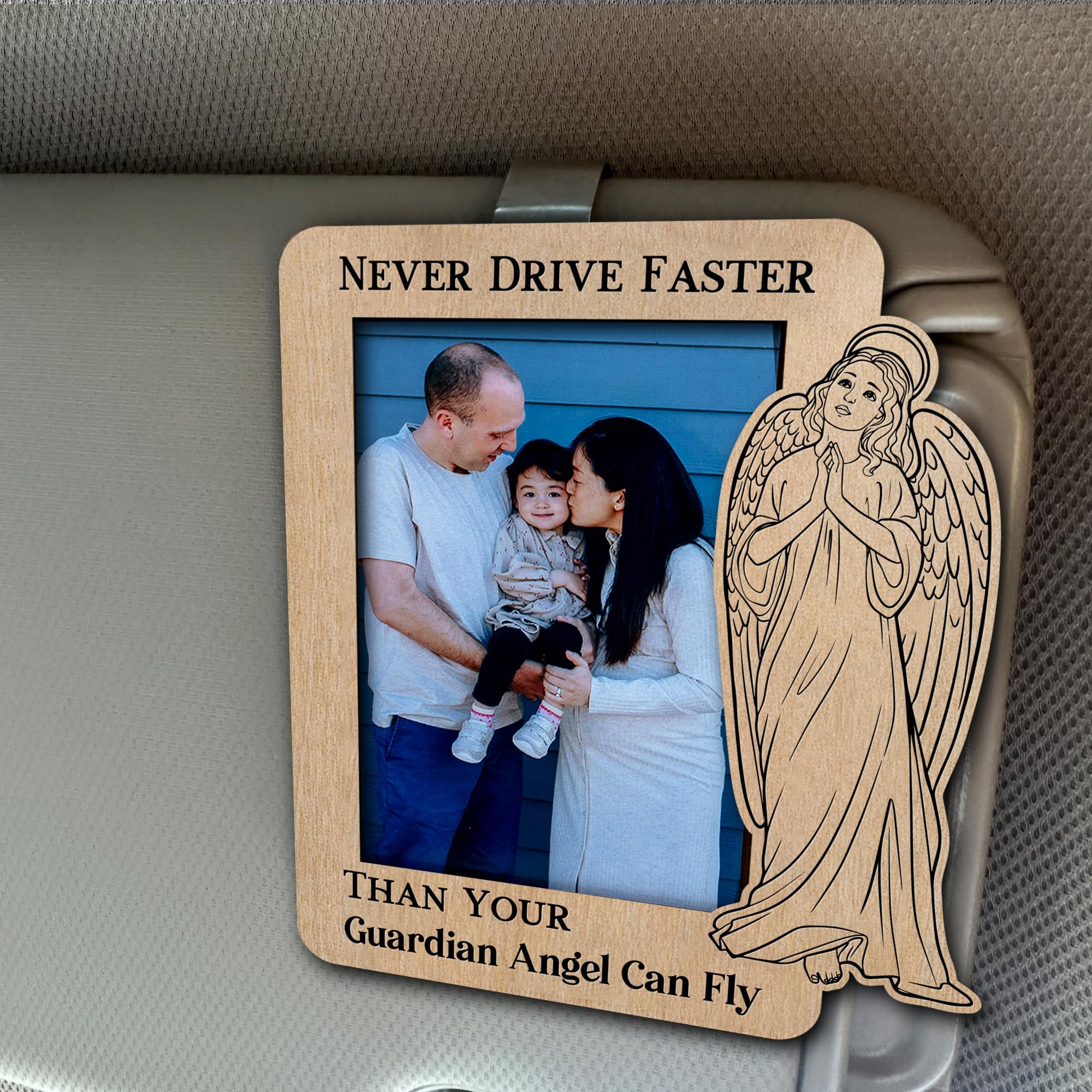Guardian Angel Visor Clips for Cars, Car Angel Picture Frame With Visor Clip, Car Guardian Angel Visor Clip, Memorial Picture Holder Visor Clips For Cars, Guardian Angel For Car, Drive Safe Visor Clip