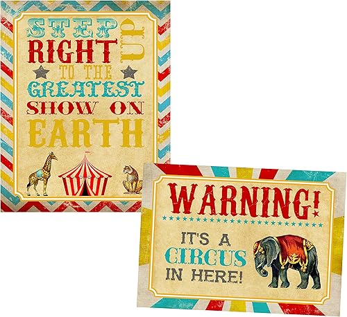 Silly Goose Gifts Suministros para fiestas con temática de circo retro, decoración de cumpleaños, carnaval, letreros de comida (decoración de