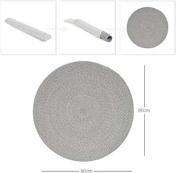 Ocean Home Textile Yıkanabilir Gri Kırçıllı Pamuklu Halı Kilim Ø 80 cm