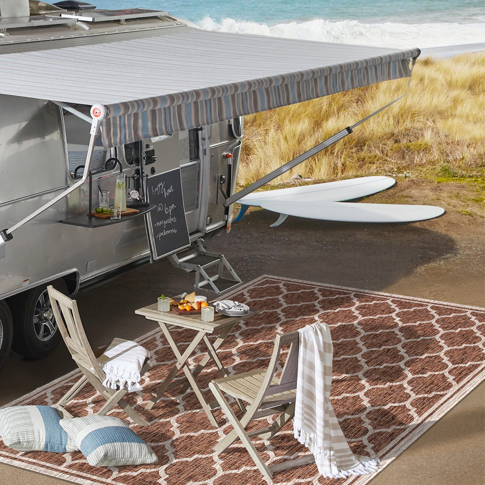 JONATHAN Y SMB109B-8 Trebol Tappeto marocchino a traliccio strutturato per interni ed esterni, moderno, costiero, bohémien, facile da pulire, cortile, patio, non spargimento, 240 cm X 300 cm