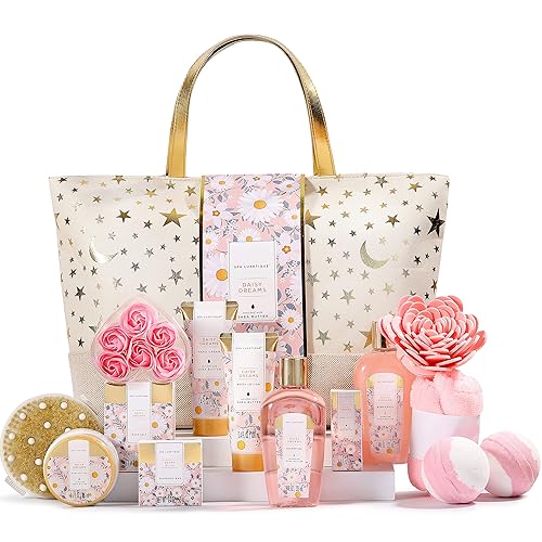 Juego de regalo de baño cesta de regalo de spa Luxetique para mujer juego de regalos de spa con aceite esencial baño de burbujas mantequilla