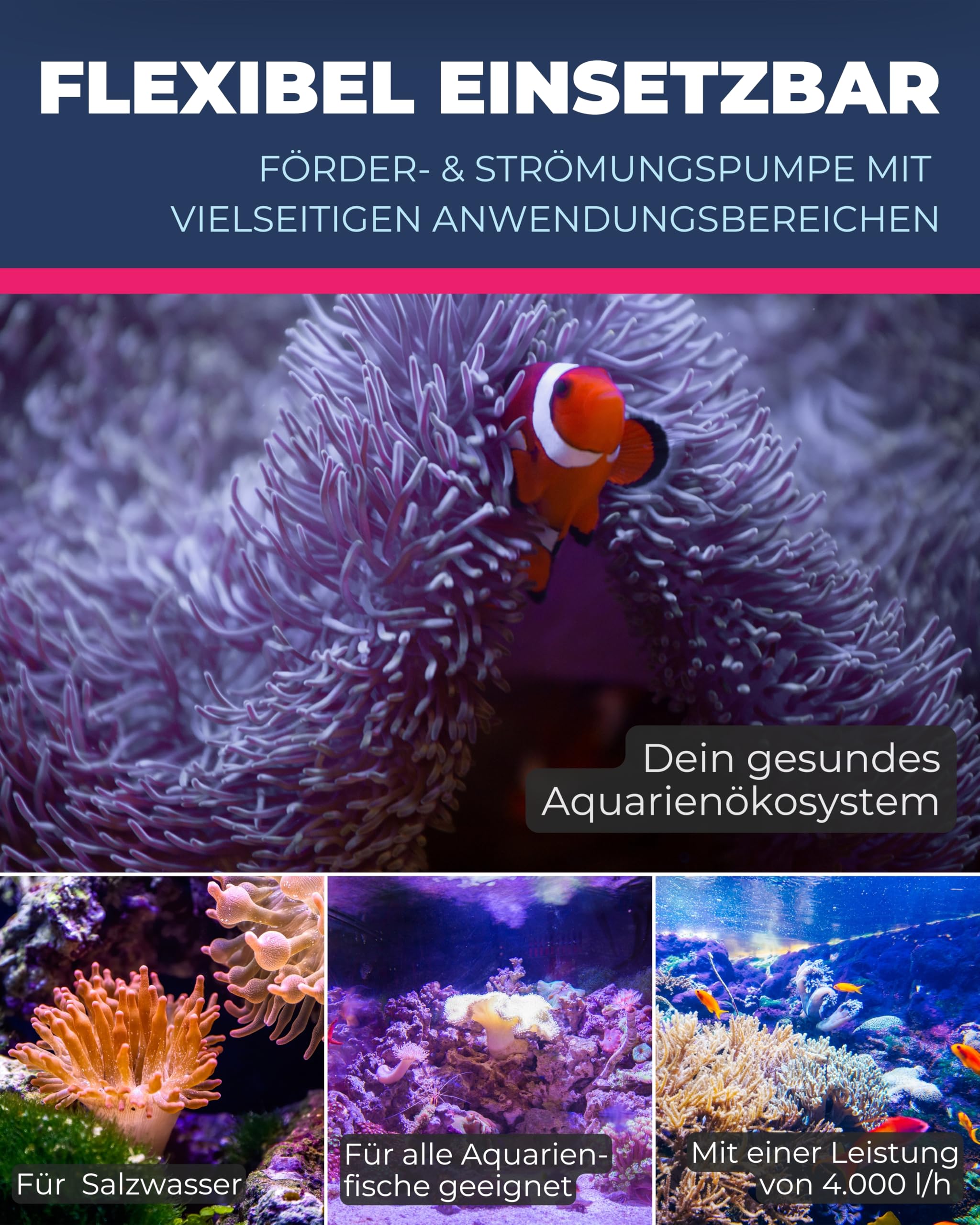 Dupla Marin Silent Power Pump I 4.000 l/h I Leistungsstarke Strömungspumpe für Aquarien I Leise & stromsparend I Optimale Zirkulation für Süß- & Meerwasser I Vielseitiges Aquarium Zubehör