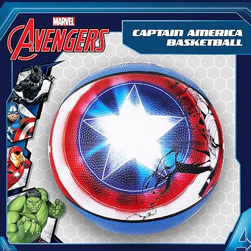 Miniatura 2 de Marvel Capitán América Baloncesto tamaño 6, Avengers para interiores y exteriores, pelota deportiva juvenil para niños y niñas, multicolor