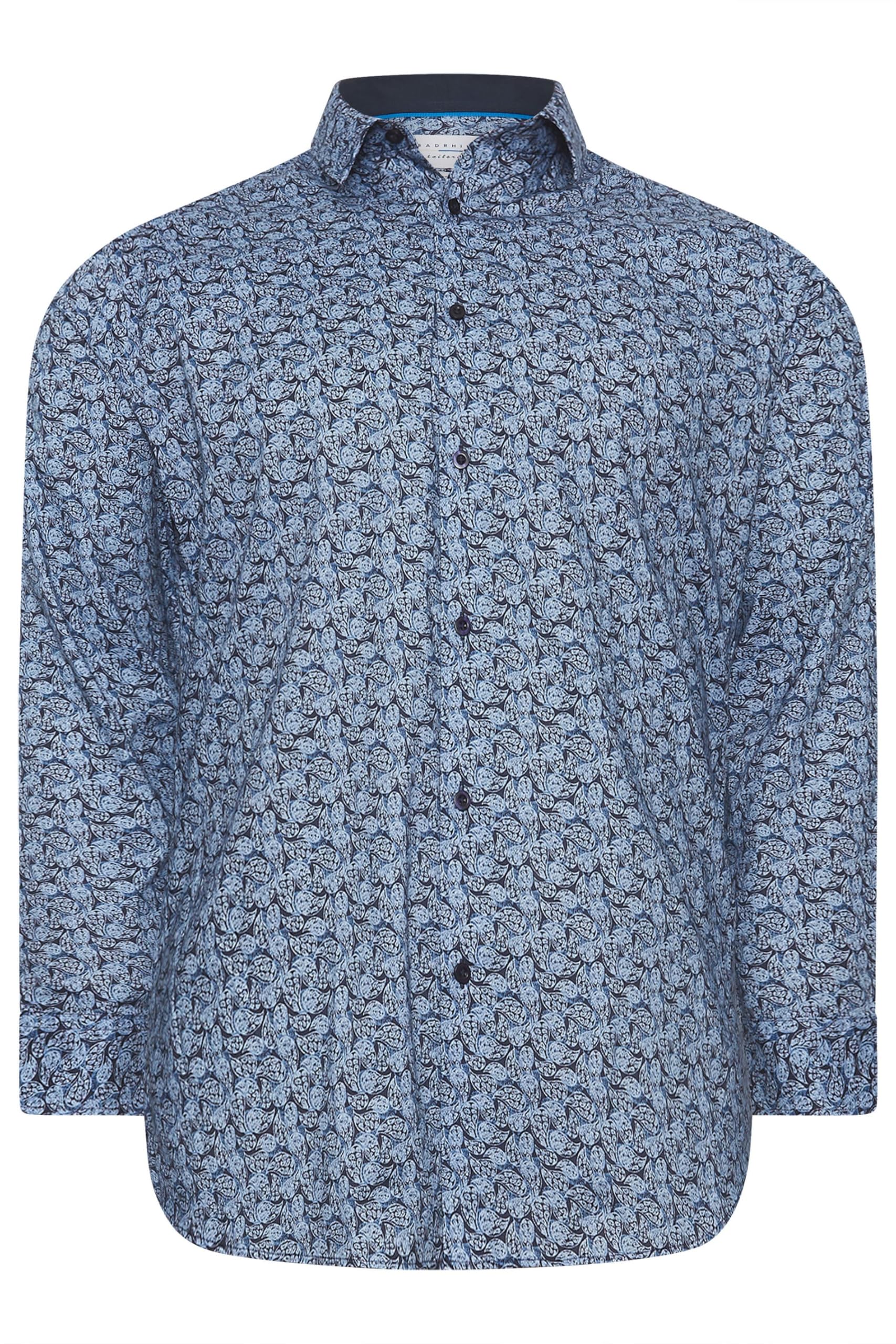 BadRhino Tailoring Big & Tall Paisley Print Formal Shirt - Men's - Plus Size Curve Blue