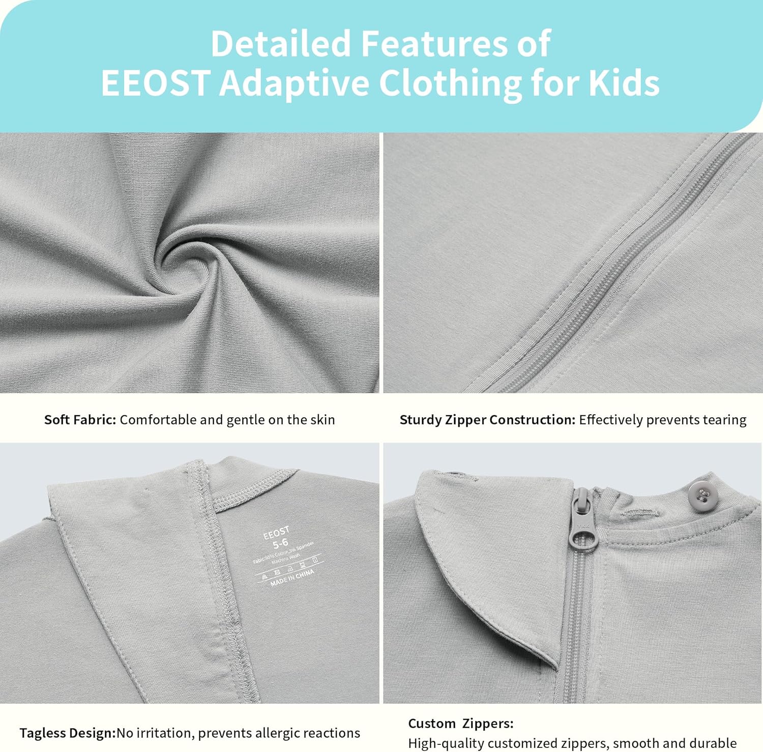 Adaptive Clothing for Kids Special Needs Autism Sensory Jumpsuit Anti-Strip Romper with Back Zipper Sizes 3-16 Years - Image 4