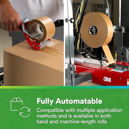 Vista 4 de 3M Scotch Performance - Cinta de sellado de cajas de papel 570, marrón, 2.8 x 55 yardas (72 mm x 50 m), 1 rollo, compatible con reciclaje, ideal
