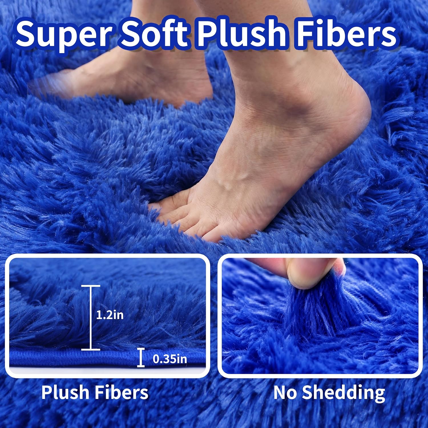 5 Piece Bathroom Rug Set with Toilet Lid Cover Royal Blue