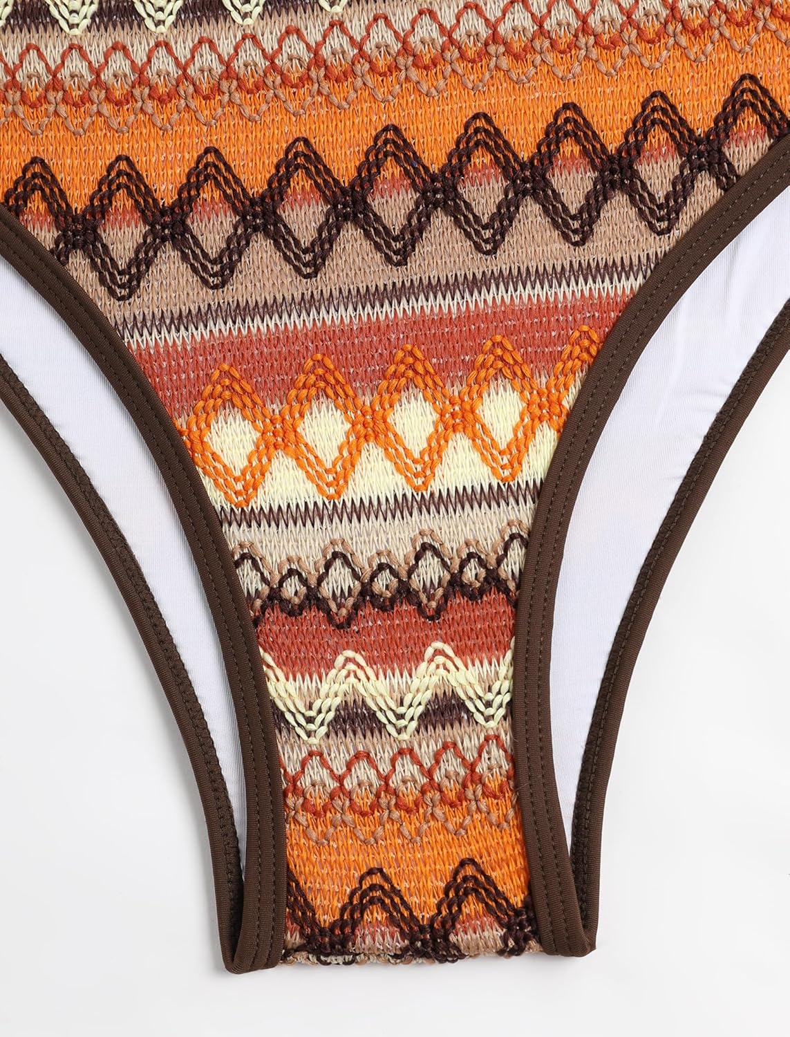 ZAFUL Women Strapless Textured Bandeau Bikini 2 Piece Swimwear Cheeky Solid Lace up Bathing Suits - Image 7