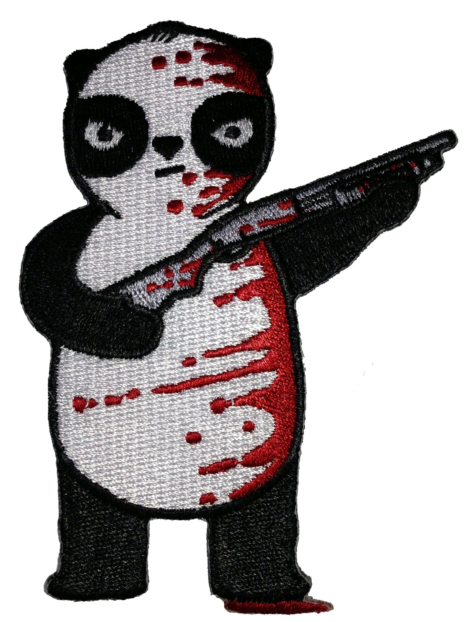 Hat SharkHat Shark Randy Otter Black White & Red All Over Bloody Panda w/Shot Gun Patch Applique
