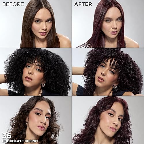 Miniatura 3 de L'Oreal Paris Feria - Tinte permanente para el cabello multifacético brillante, color marrón borgoña oscuro 36, paquete de 1, tinte para el cabello