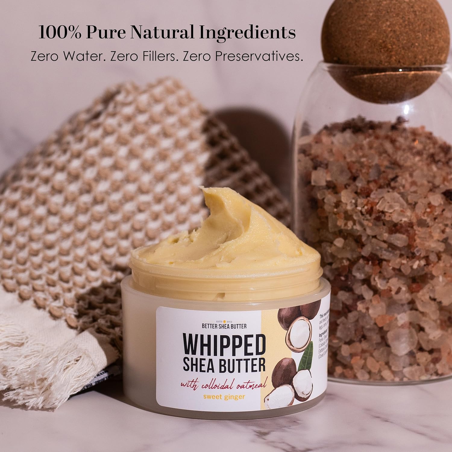 Whipped Shea Butter with Colloidal Oatmeal | Sweet Ginger Essential Oil Blend | 24-Hour Deep Hydration Body Butter for Dry Skin | Water-Free Energizing Raw Shea Moisturizer for Women and Men