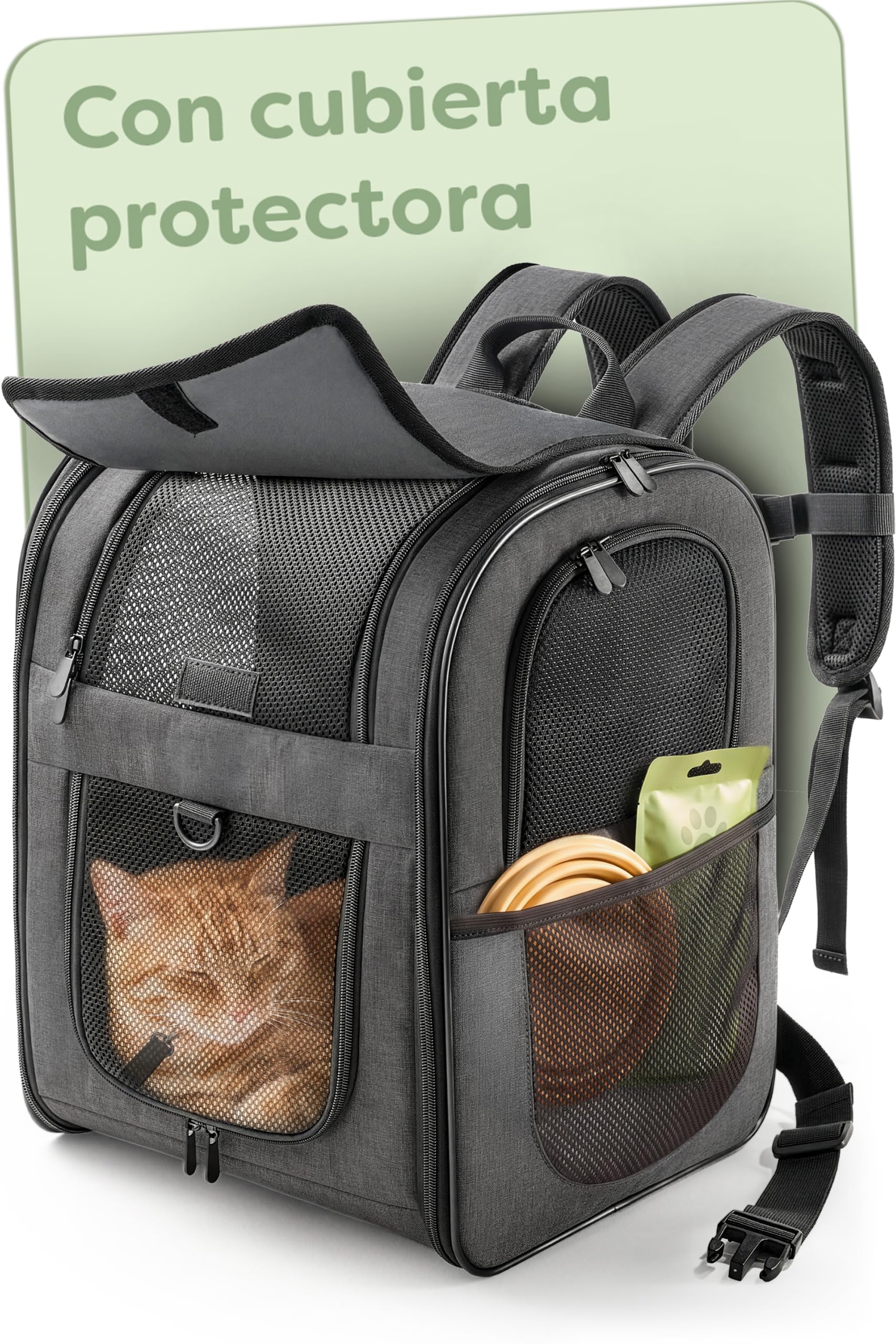 Knupis Mochila Transporte Gatos & Perros hasta 7 kg - Ligera - Gris Oscuro