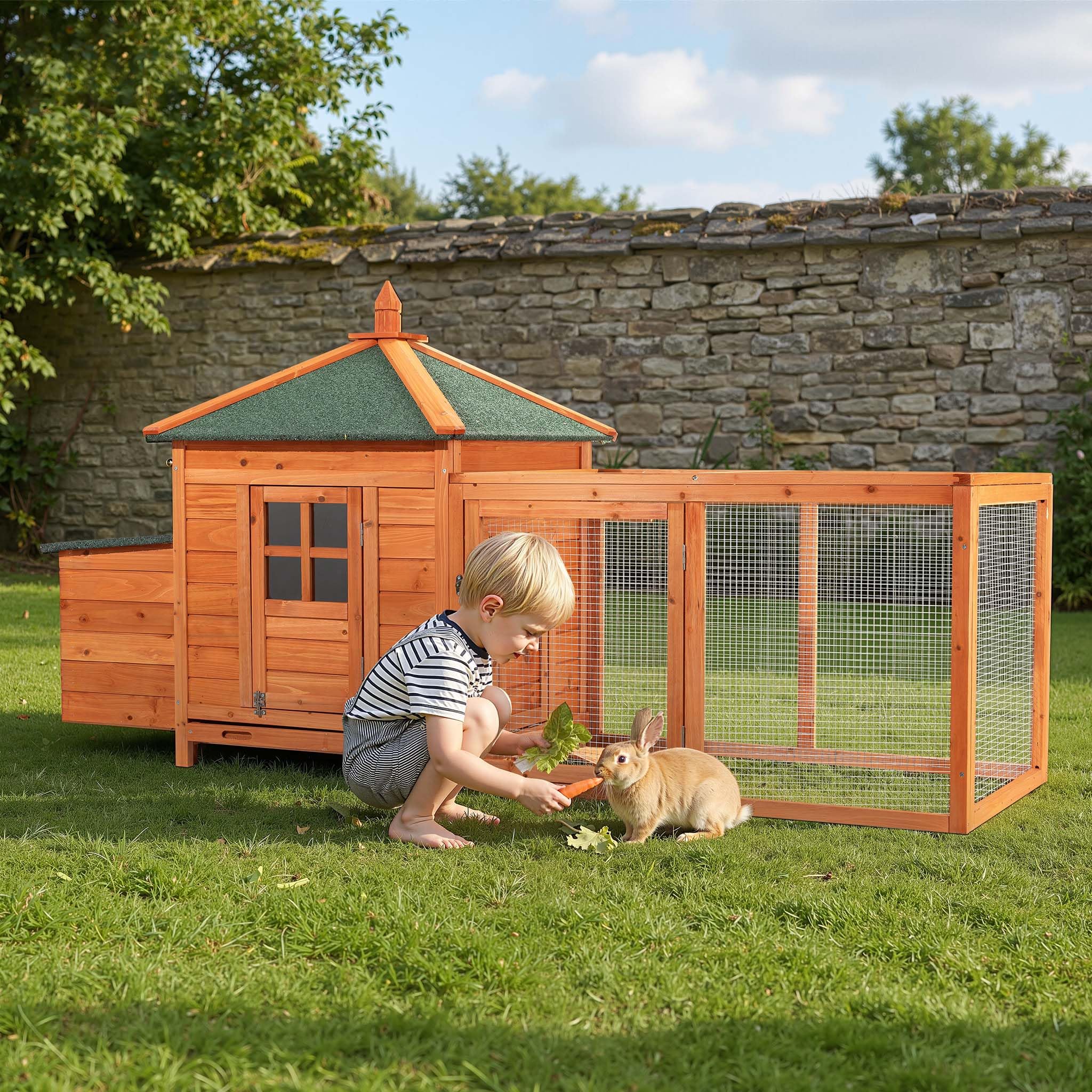 Conejera Casa Caseta Animales pequeños Madera Exterior Mascota Jaula Corredor