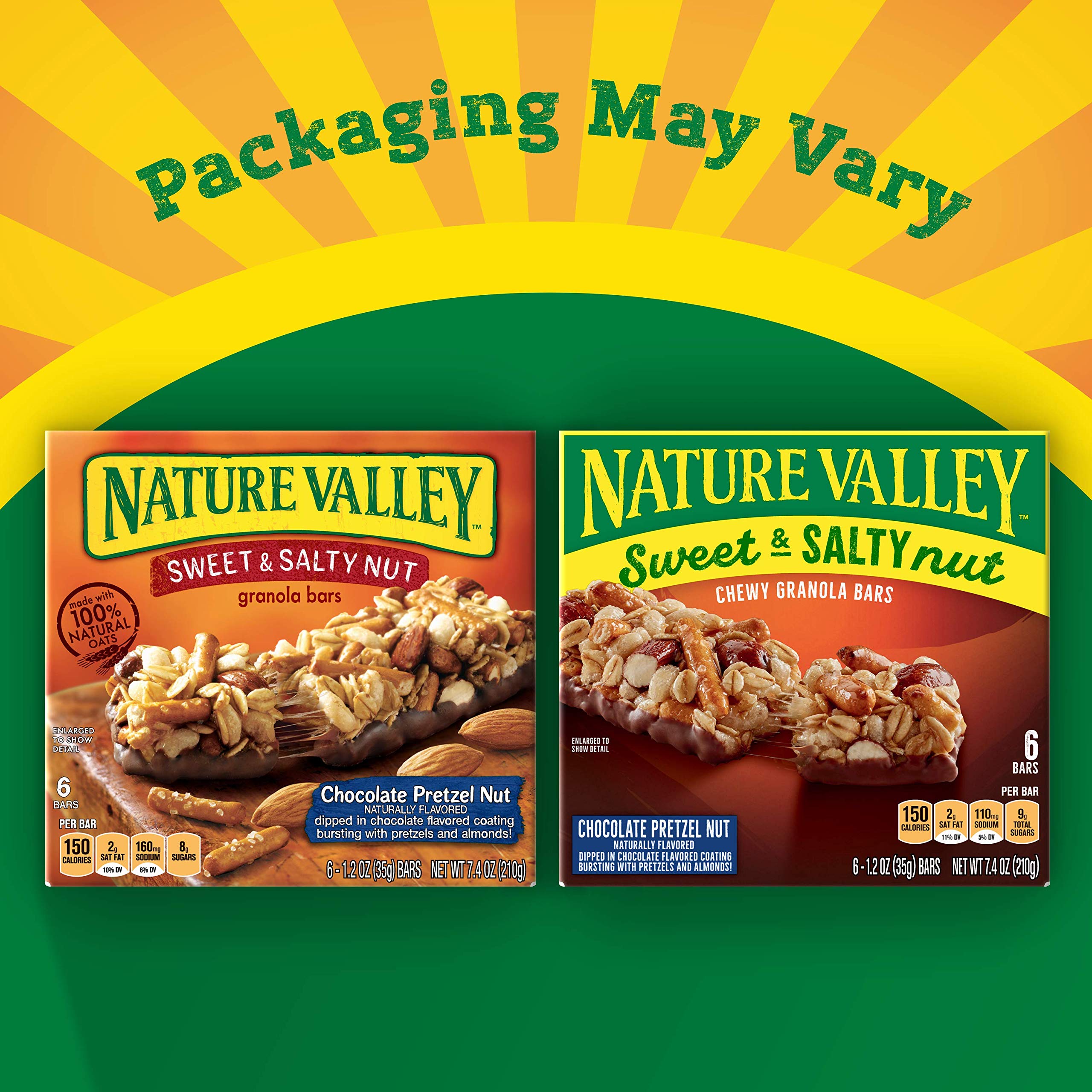 Nature Valley Granola Bars, Sweet and Salty Nut, Chocolate Pretzel, 6 Bars, 7.4 OZ (Pack of 12)