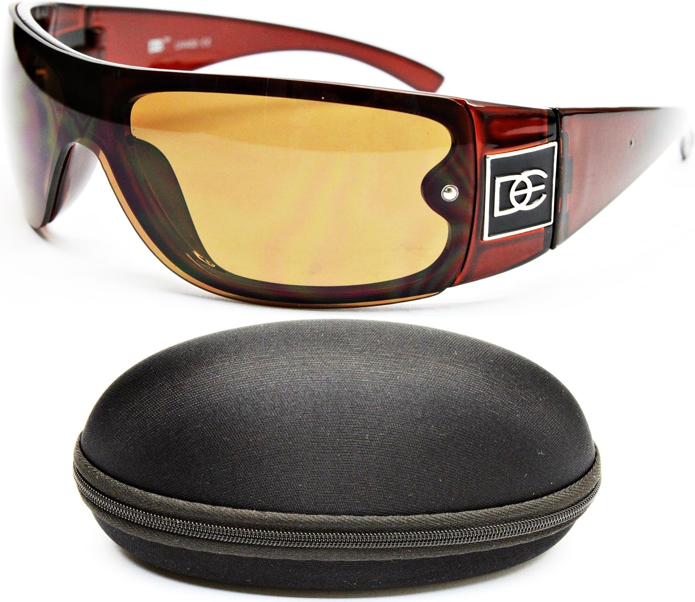 D50-cc Designer Eyewear Semi Rimless Shield Sunglasses (24 Brown, gradient)