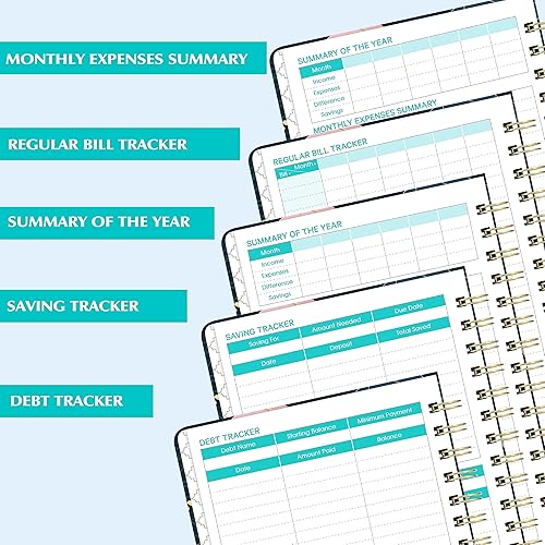 Miniatura 5 de Planificador de presupuesto libro de presupuesto, organizador financiero de 12 meses, rastreador de gastos, planificador de finanzas sin fecha y