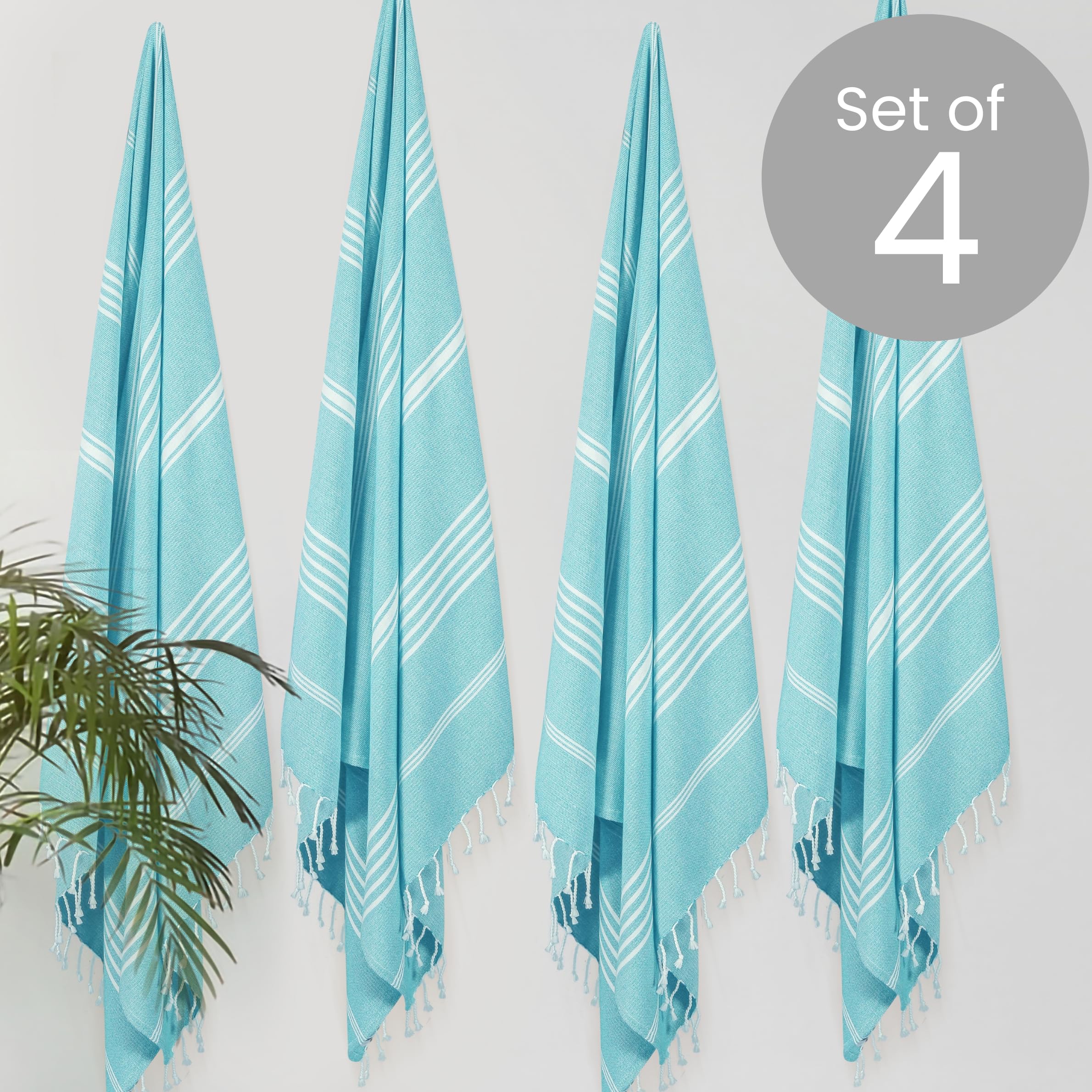 Cotton Clinic Juego de 4 toallas de playa turcas de algodón de gran tamaño de 40 x 70 pulgadas, para viajes, gimnasio, piscina, spa, manta de playa, toallas de baño, ultrasuaves, de secado rápido,