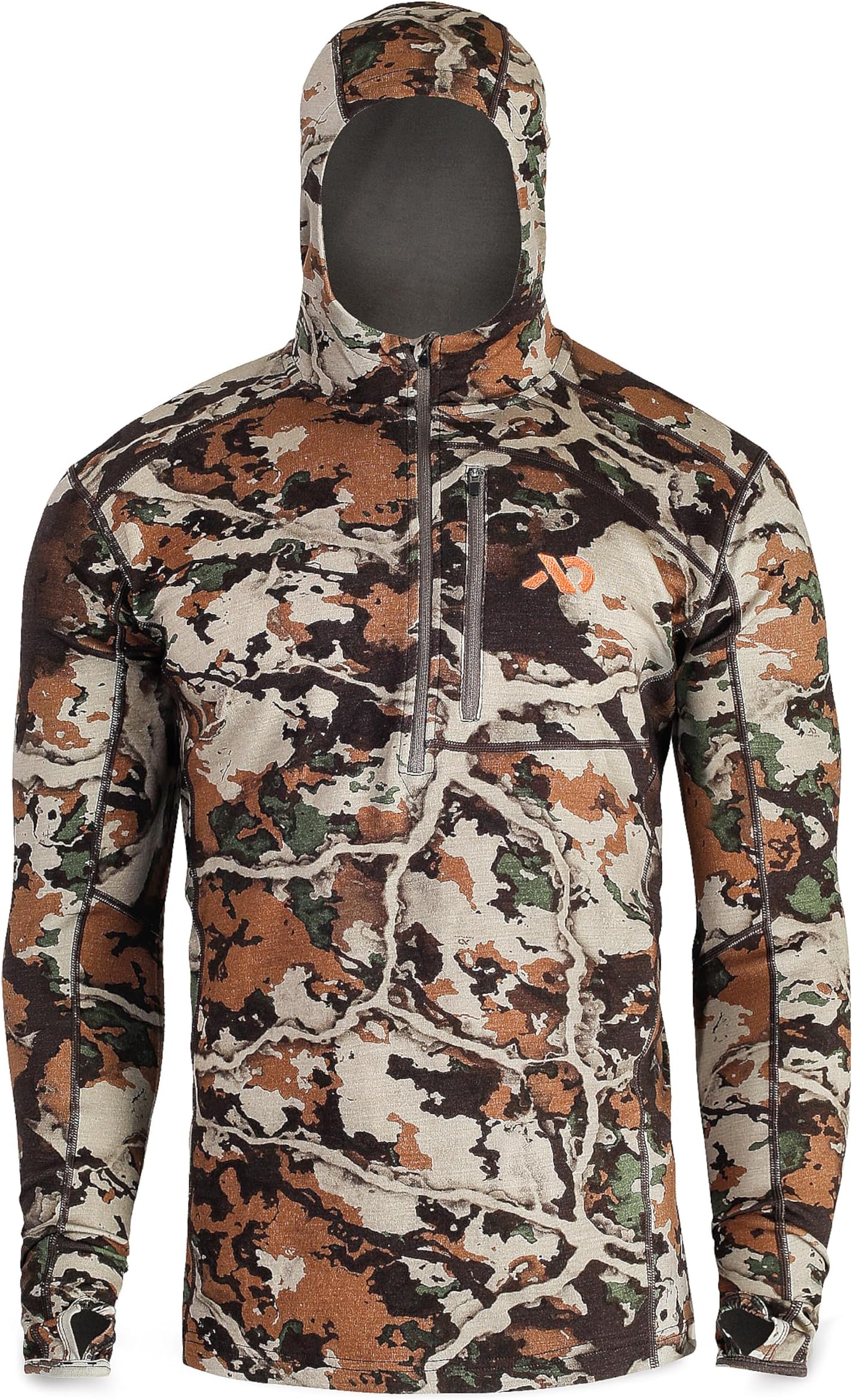 First Lite Men’s Kiln Hoody - Camo Merino Wool Base Layer, Midweight Thermal Cold Weather Hunting Gear for Men