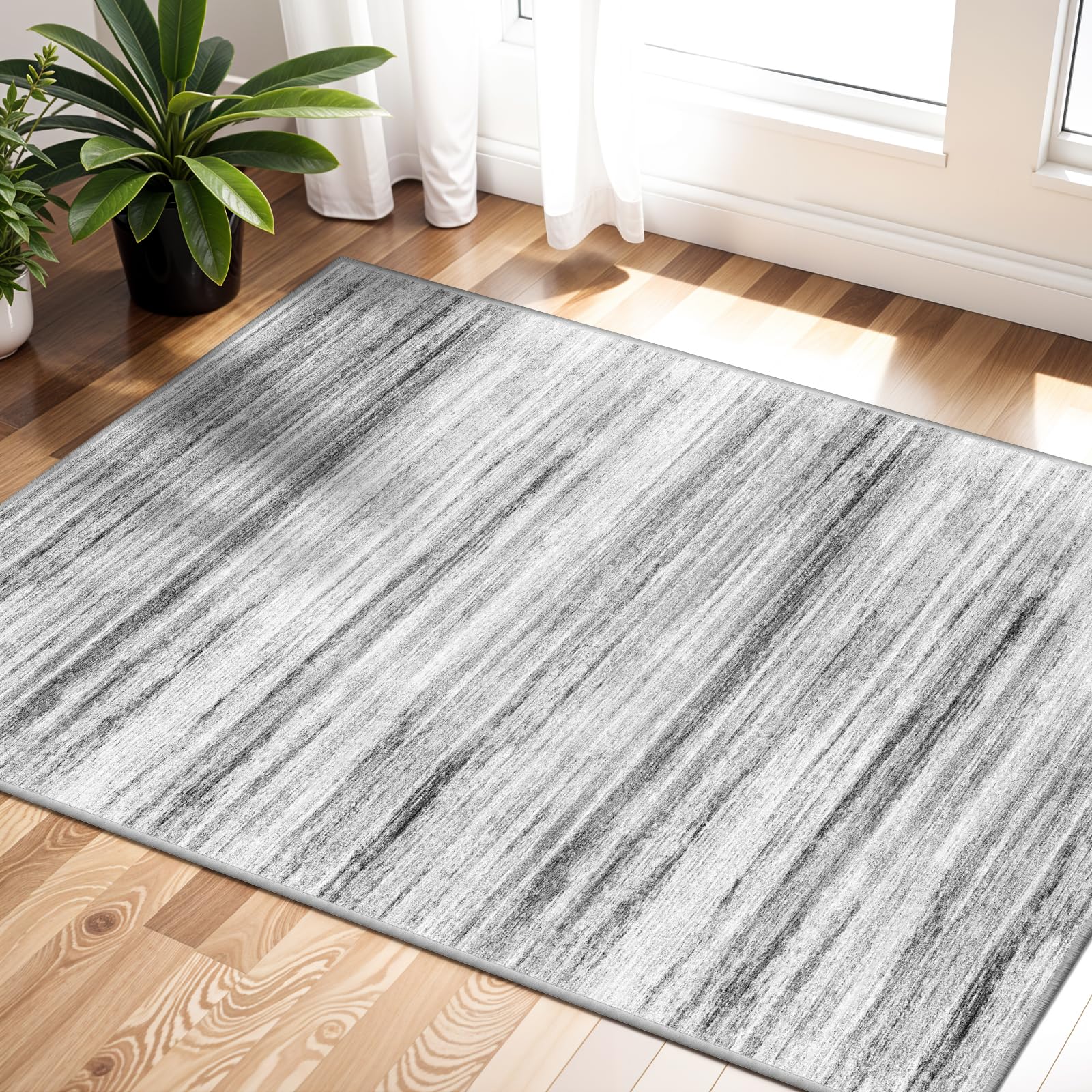 Tapete antideslizante de perfil bajo lavable: alfombra abstracta resistente para interiores