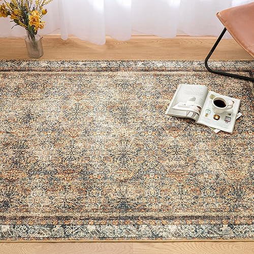 Miniatura 370 de Phantoscope Vintage Collection - Alfombra de área de 8 x 10 pies, alfombra grande para sala de estar, lavable, bohemio, antideslizante