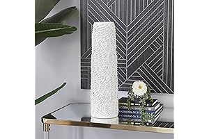 Deco 79 Ceramic White Tall Embossed Vase