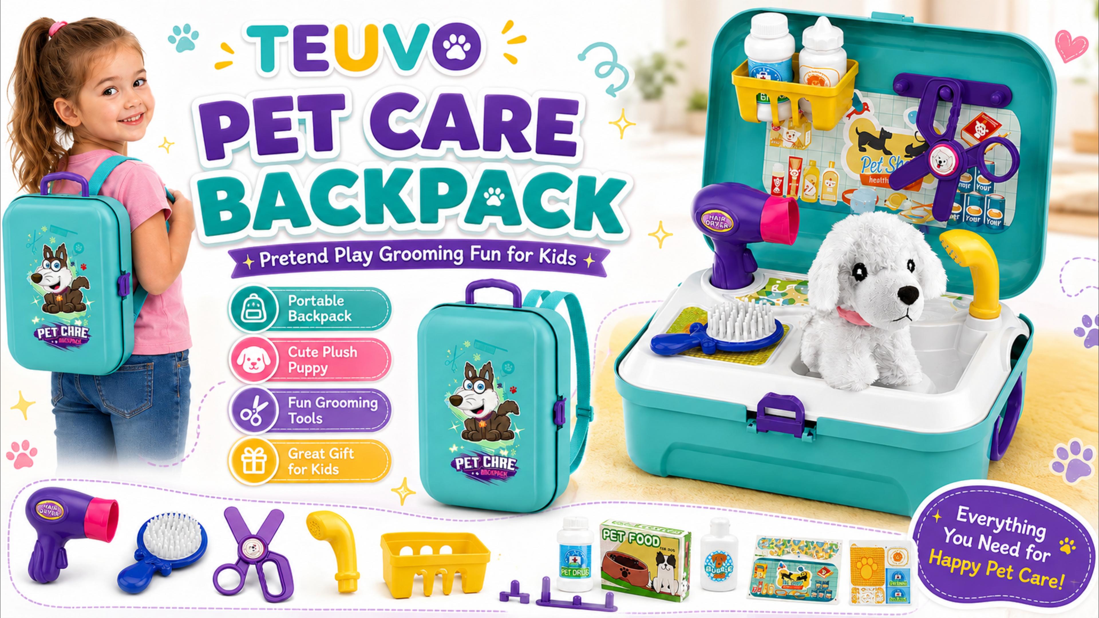 Amazon.com: TEUVO Pet Care Play Set Doctor Kit for Kids, 16 Pcs