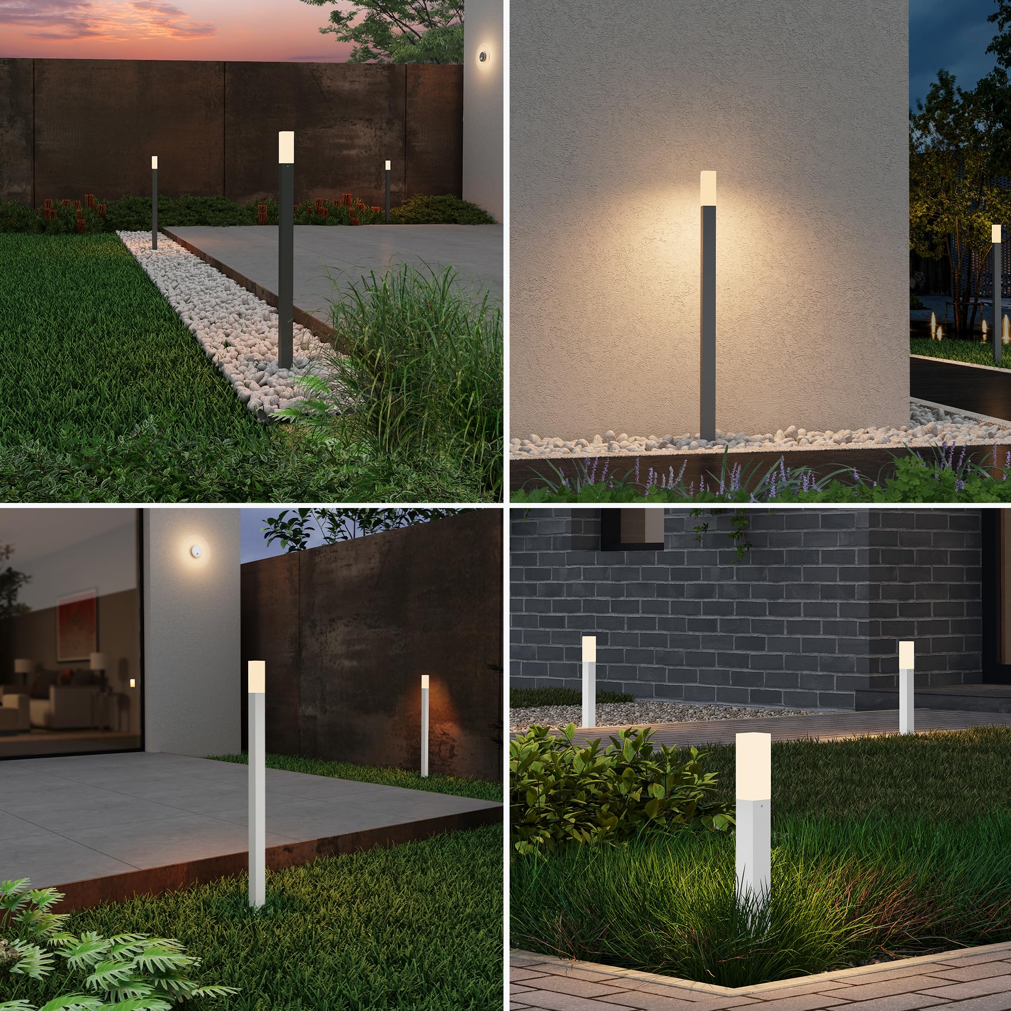 Mai & Mai Lampe sur Pied Extérieur LED IP65 38x38x806mm Gris foncé