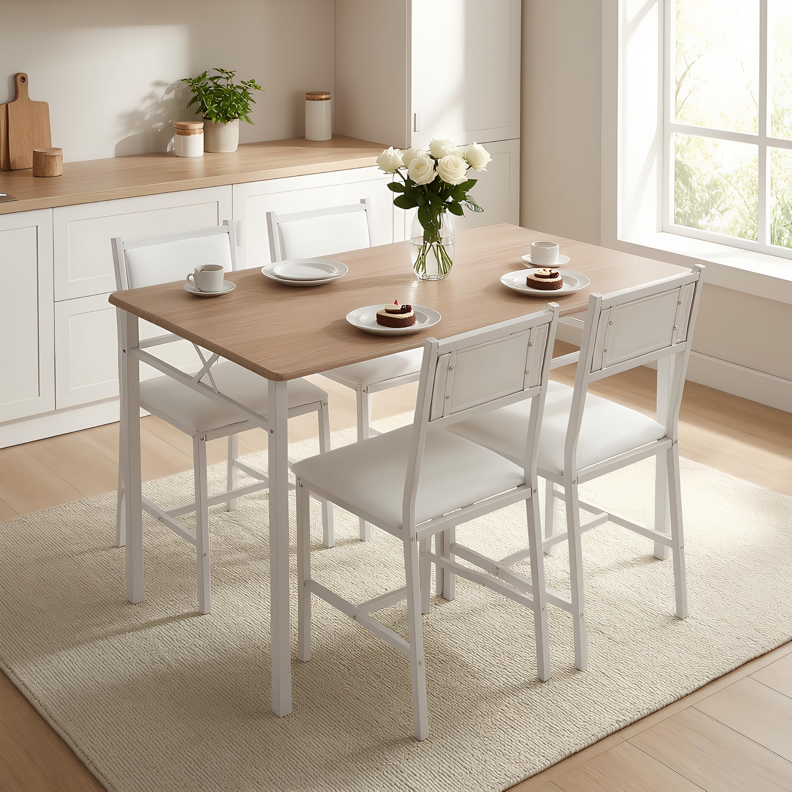 VECELO 5-Piece Kitchen Dining Table Set for 4