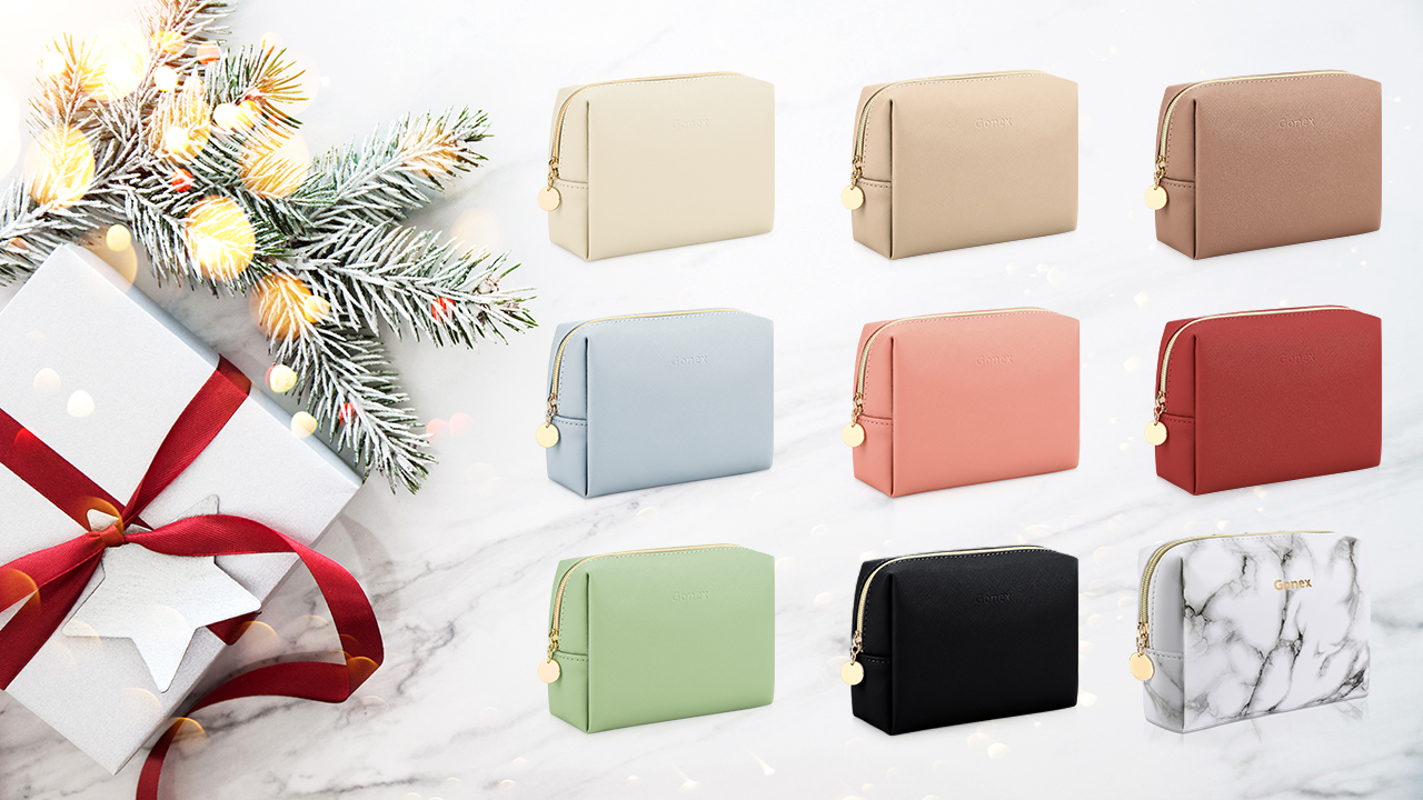 Gonex Small Makeup Bag for Purse, Water-Resistant PU Vegan Leather Travel Cosmetic Pouch with Gift Box, Portable… - Image 8