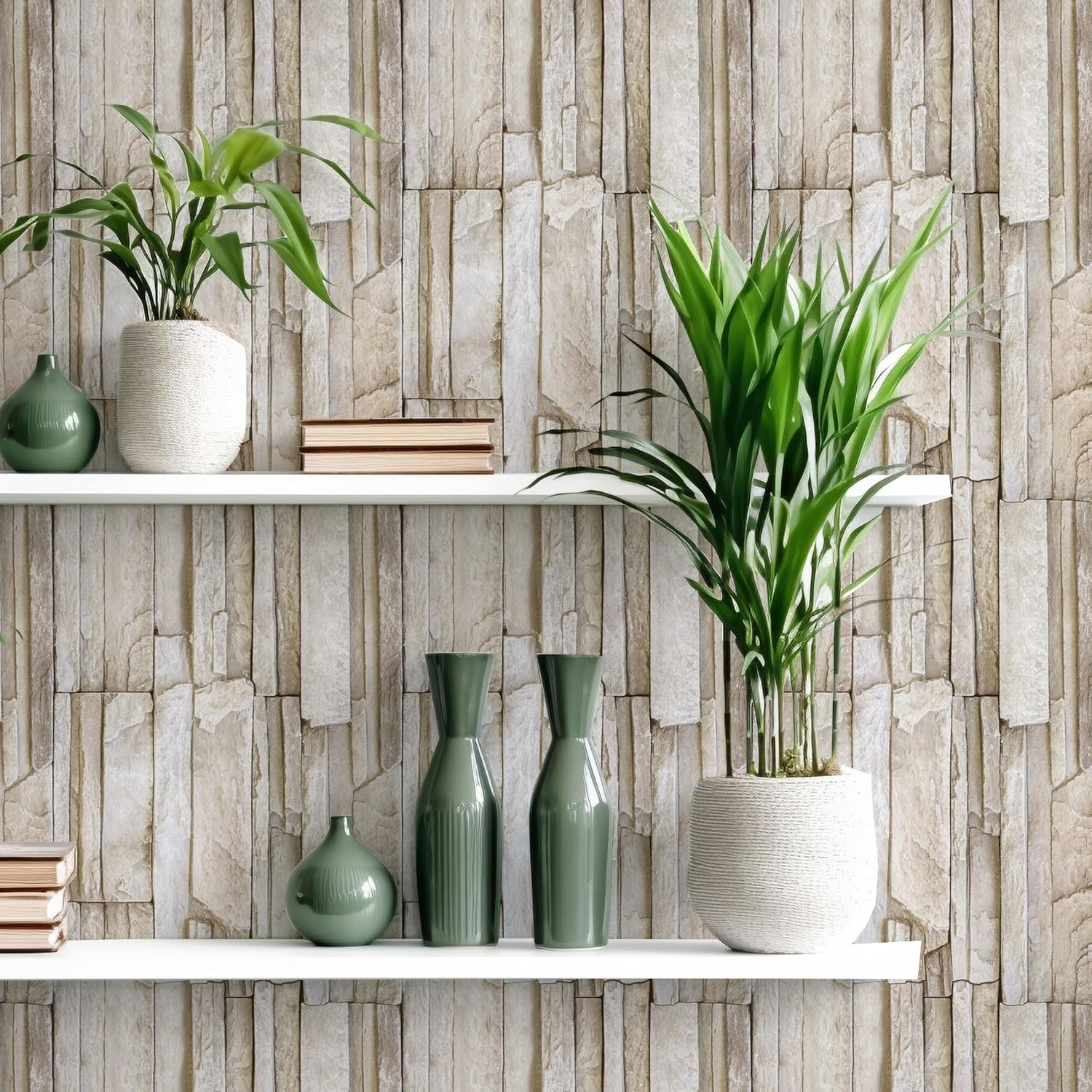 Main Street Peel and Stick Wallpaper Eco-Friendly Sheets 12 Pack, 11 X 16 Inch Stacked Stone Design, Wall Mural for Home Decor, Removable Wall Decor Wallpaper Peel and Stick for DIY Projects