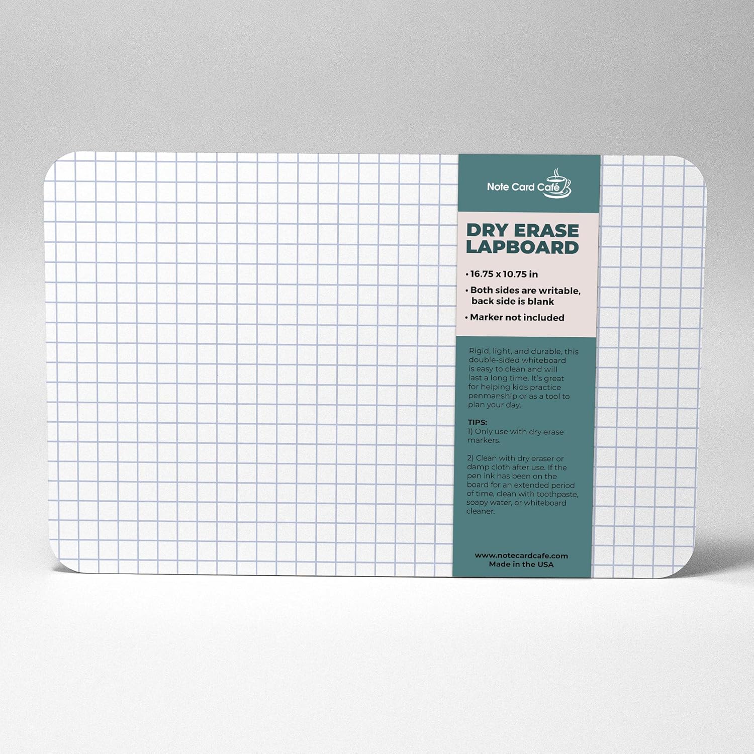 Dry Erase Board Large 10.75 x 16.75 Double Sided Handheld Lapboard for Teachers Students Homeschool Interior Design Geometry | Toddler Kids Adults Planning | Blank Back Whiteboard | Grid