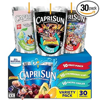 Capri Sun Fruit Punch, Strawberry Kiwi and Pacific Cooler Flavored Juice Drink Blend Variety Pack, 30 ct Box, 6 fl oz Pouches