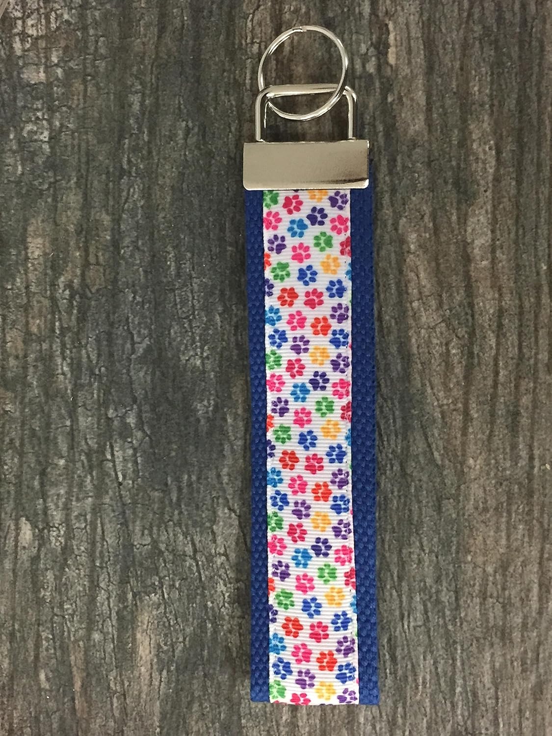 Dog Paw Print Wristlet Keychain – Colorful Fabric Hand Strap with Metal Ring for Keys, ID Cards, and Small Accessories - Image 6