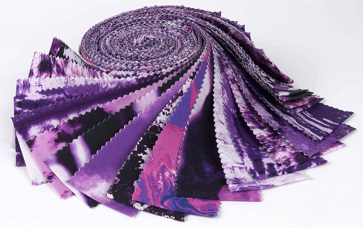 Soimoi Jelly Roll 40 Strip Assorted Bundle, Purple Fabric Strips for Quilting, Crafting, 100% Cotton Fabric Jelly Roll Bundle for Scrapbooking, Precut Quilt Projects, and DIY Crafts - Tie Dye Print