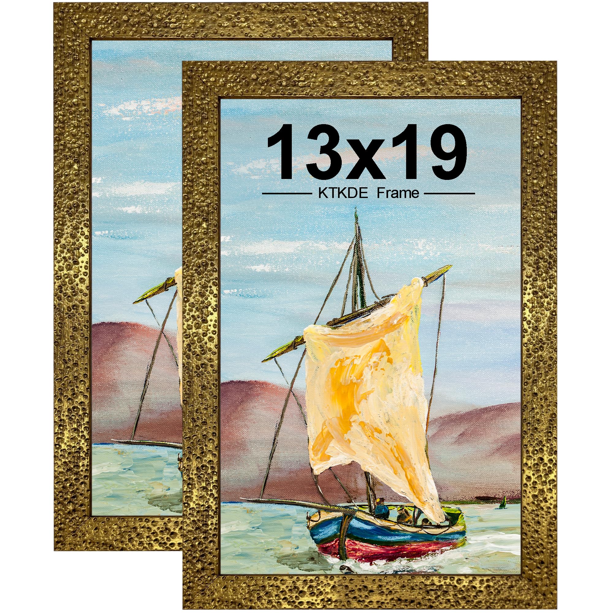 Photo 1 of KTKDE 13x19 Picture Frame Set of 2, Ornate Vintage Gold Poster Frames - 13 x 19 Antique Photo Frame for Rustic Gold frame Wall Decor Display Retro Home Decor best gift