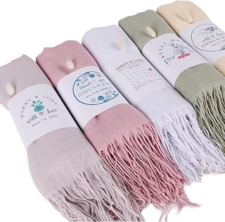 HTF Pack of 5-10-15...100 Personalized Wedding Gifts Pashmina Shawls and Wraps for Evening Dresses, Wedding Favors, Bridal Shower Gifts, Engagement Gifts for Women, Quinceanera Gifts, Sweet 16 Gifts for Girls