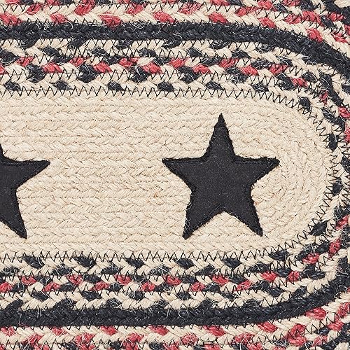 Miniatura 5 de VHC Brands Primitive Colonial Star - Camino de mesa, color marrón y negro, rojo, mezcla de yute, ovalado, 13 x 36 pulgadas