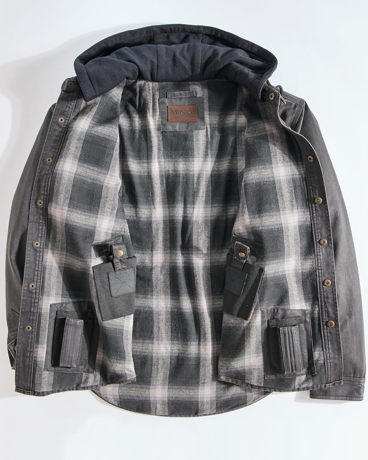 Venado Men's Smuggler Concealed Carry Chore Coat - Hooded Flannel Lined Jacket - Image 3