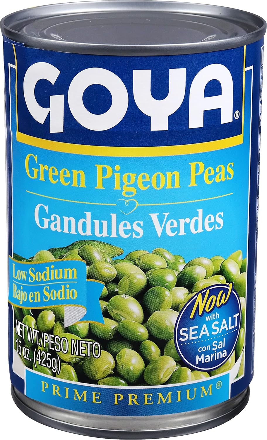 Goya Foods Green Pigeon Peas (Gandules), Low Sodium, 15